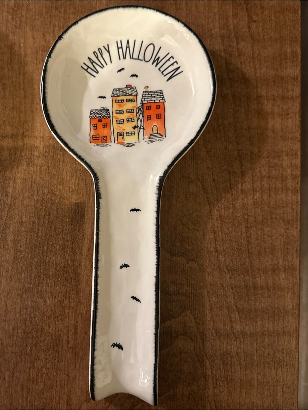 Rae Dunn Happy Halloween Spoon Rest Bats New